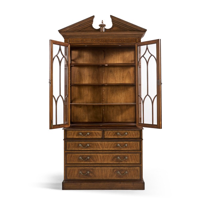 Walnut Glazed Display Cabinet with Drawers