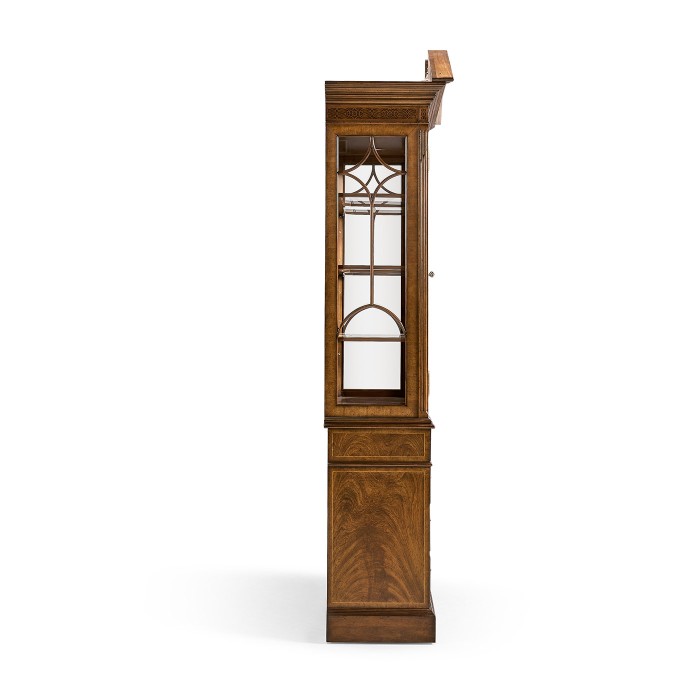 Walnut Glazed Display Cabinet with Drawers