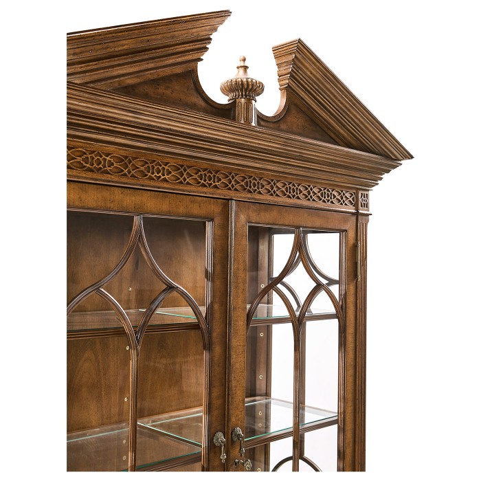 Walnut Glazed Display Cabinet with Drawers