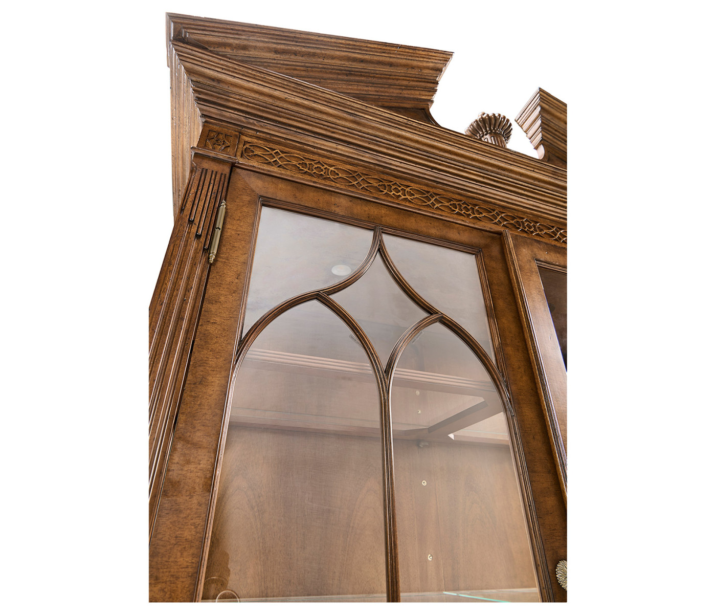 Walnut Glazed Display Cabinet with Drawers
