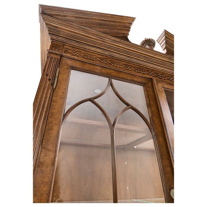 Walnut Glazed Display Cabinet with Drawers