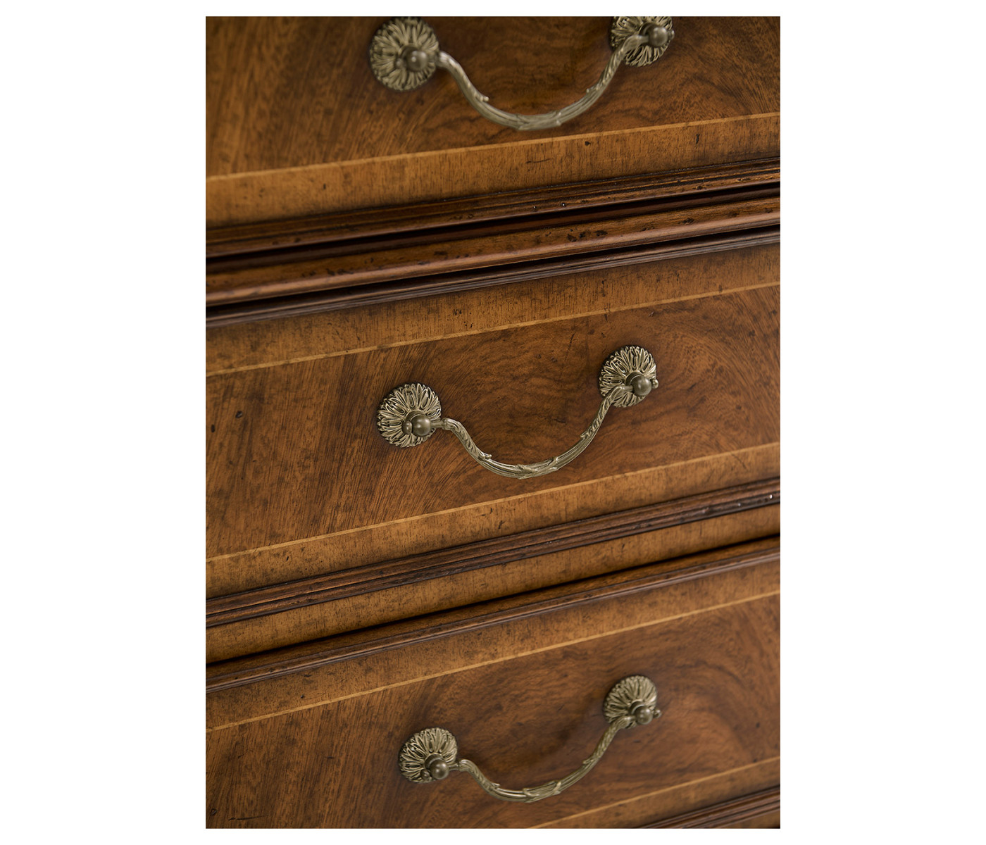 Walnut Glazed Display Cabinet with Drawers