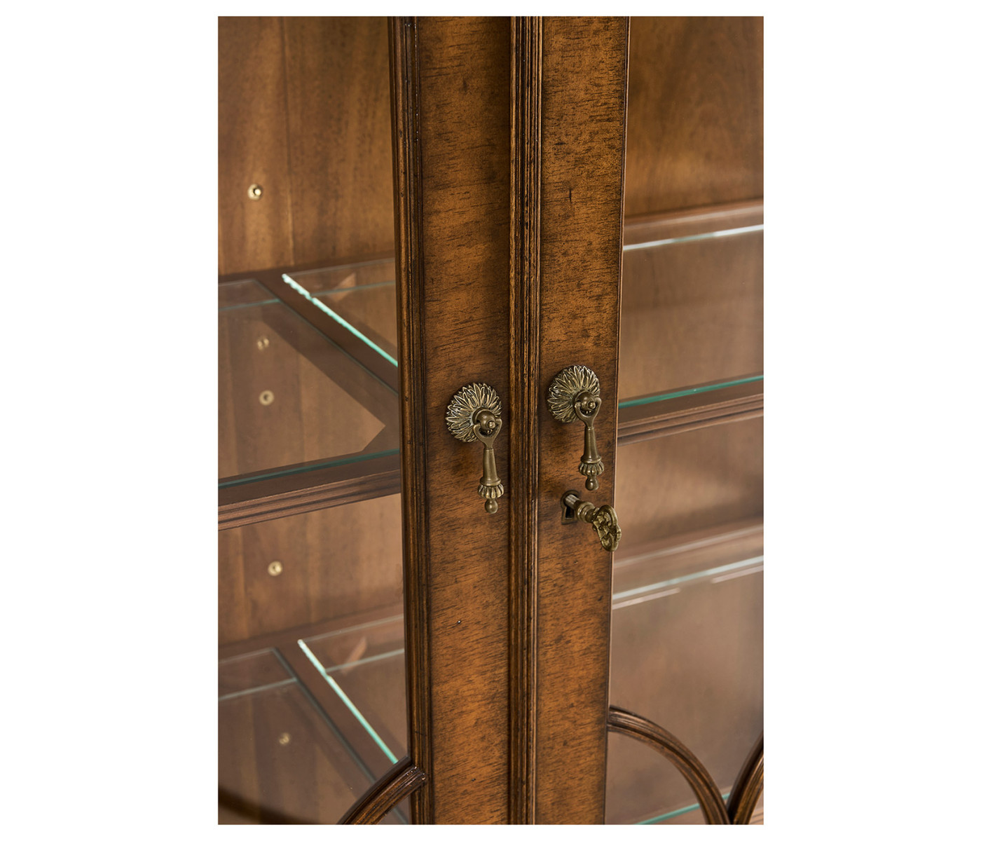 Walnut Glazed Display Cabinet with Drawers