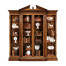 Triple Breakfront Walnut Display Cabinet with Pediment