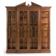 Triple Breakfront Walnut Display Cabinet with Pediment