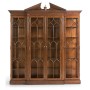 Triple Breakfront Walnut Display Cabinet with Pediment