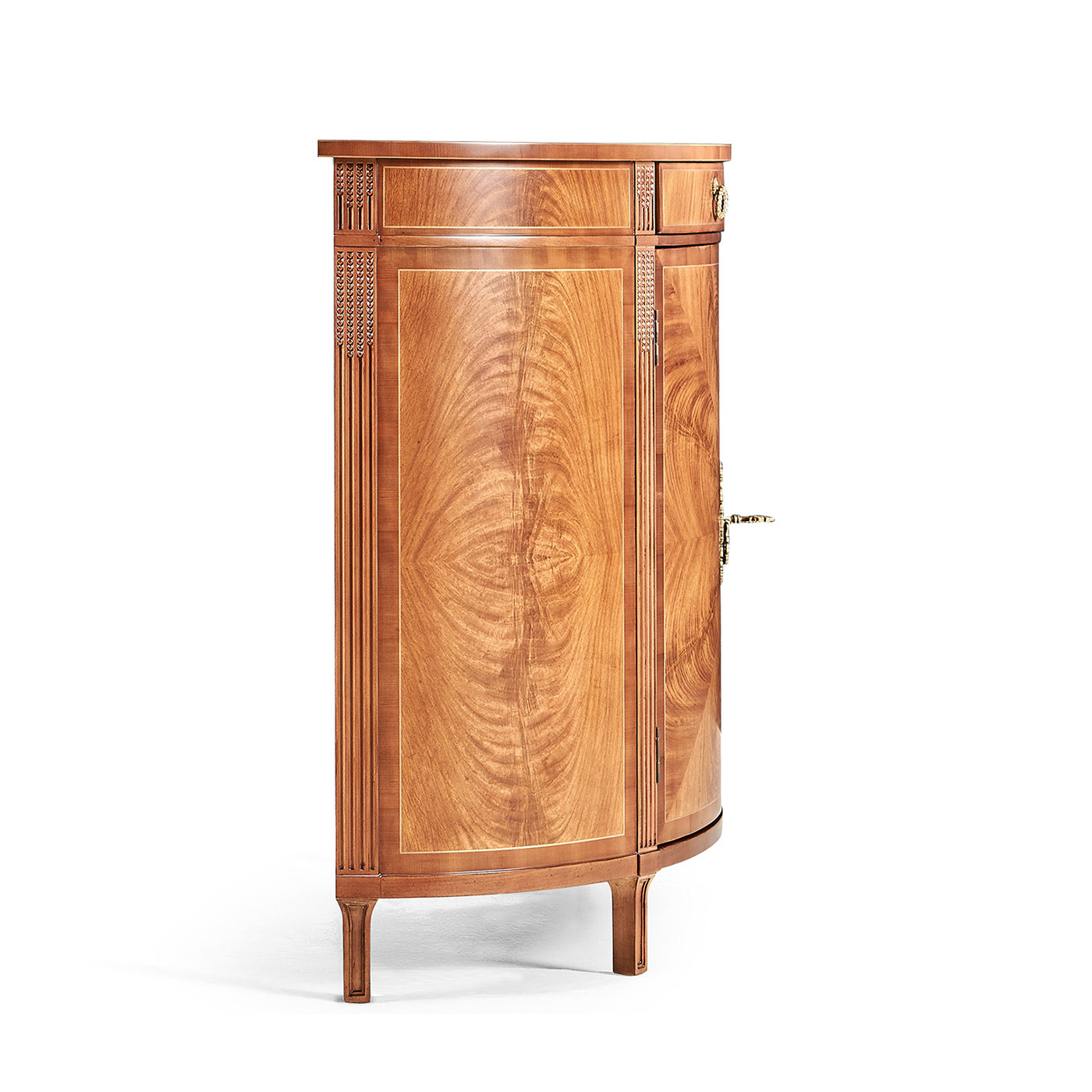 Crotch walnut demilune sideboard