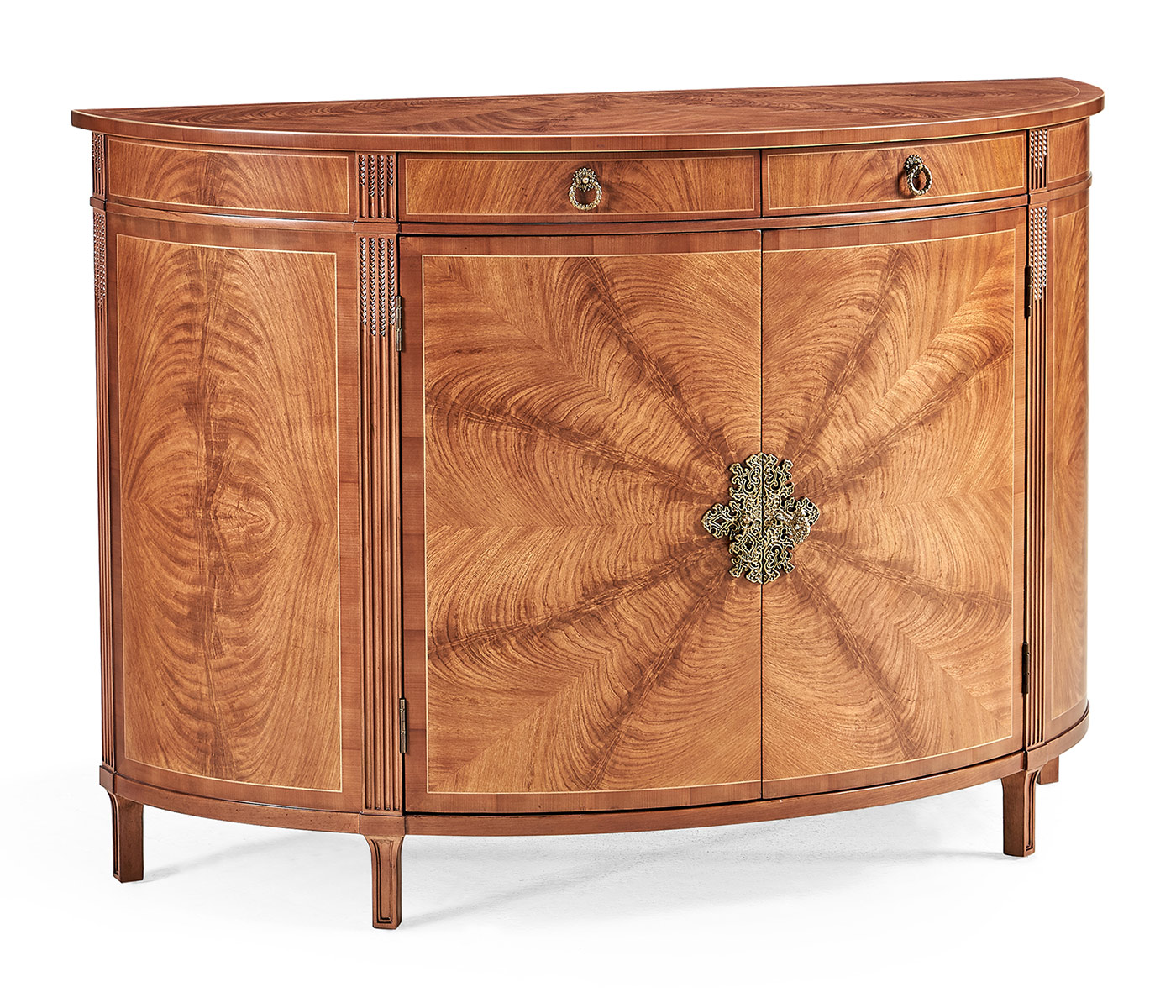 Crotch walnut demilune sideboard