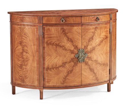 Crotch walnut demilune sideboard