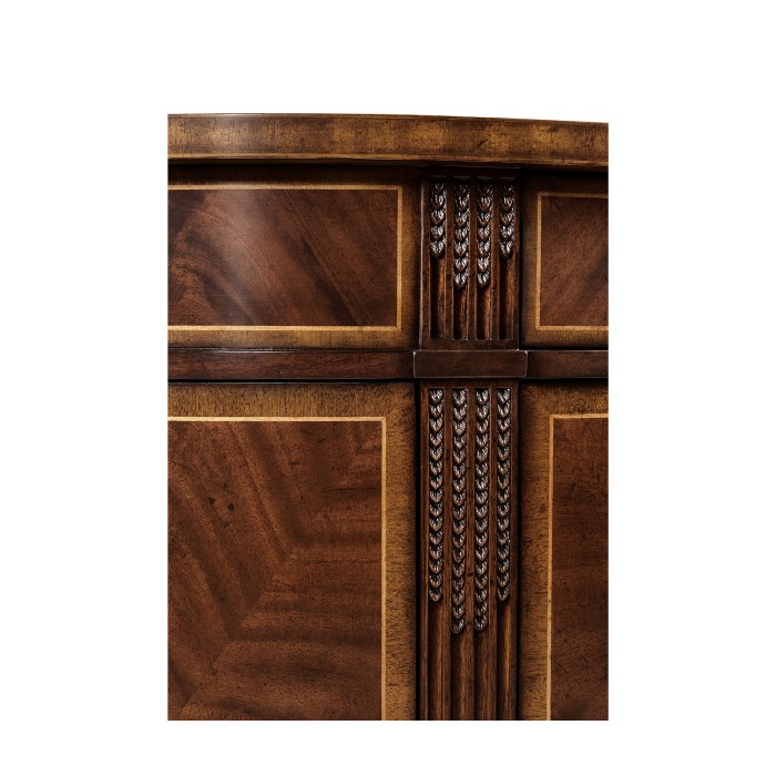 Crotch Mahogany Demilune with Marquetry