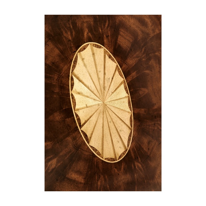Crotch Mahogany Demilune with Marquetry