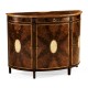 Crotch Mahogany Demilune with Marquetry