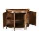 Crotch Mahogany Demilune with Marquetry