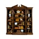 Triple Breakfront Walnut Open Bookcase with Pediment