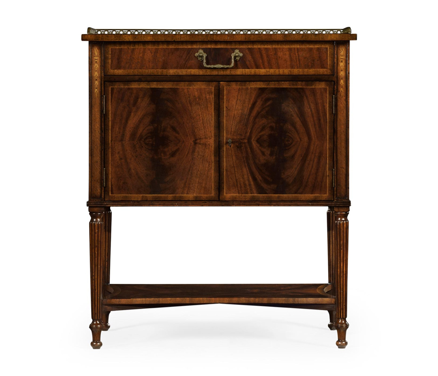 Mahogany Bedside Table with Brass Gallery