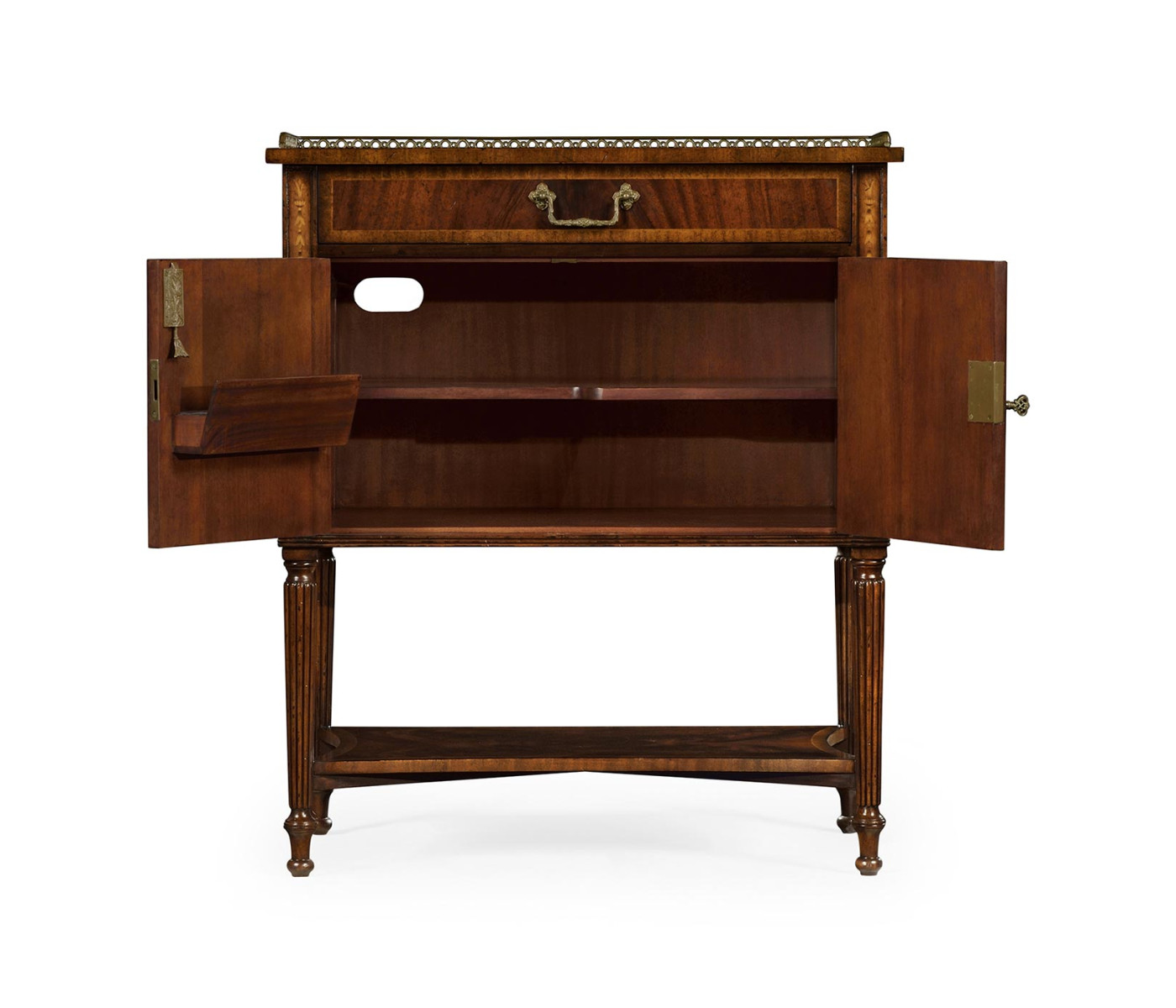 Mahogany Bedside Table with Brass Gallery