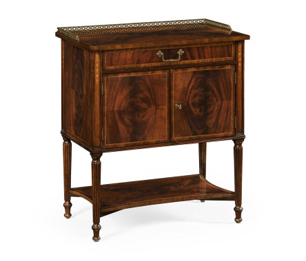 Mahogany Bedside Table with Brass Gallery