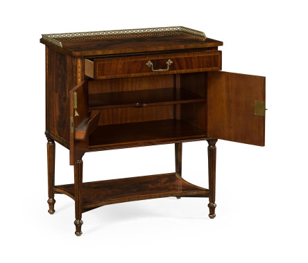 Mahogany Bedside Table with Brass Gallery