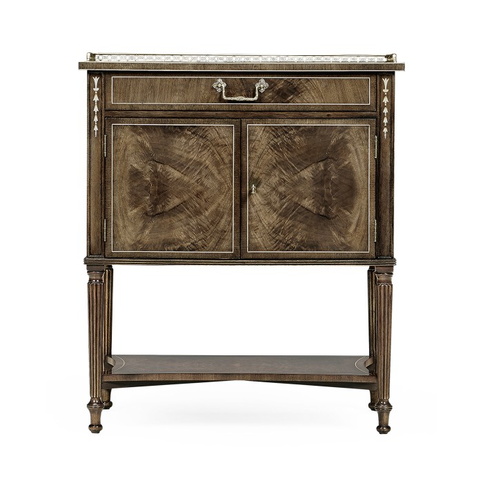 Bleached Mahogany Bedside Table with Brass Gallery