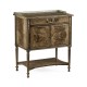 Bleached Mahogany Bedside Table with Brass Gallery