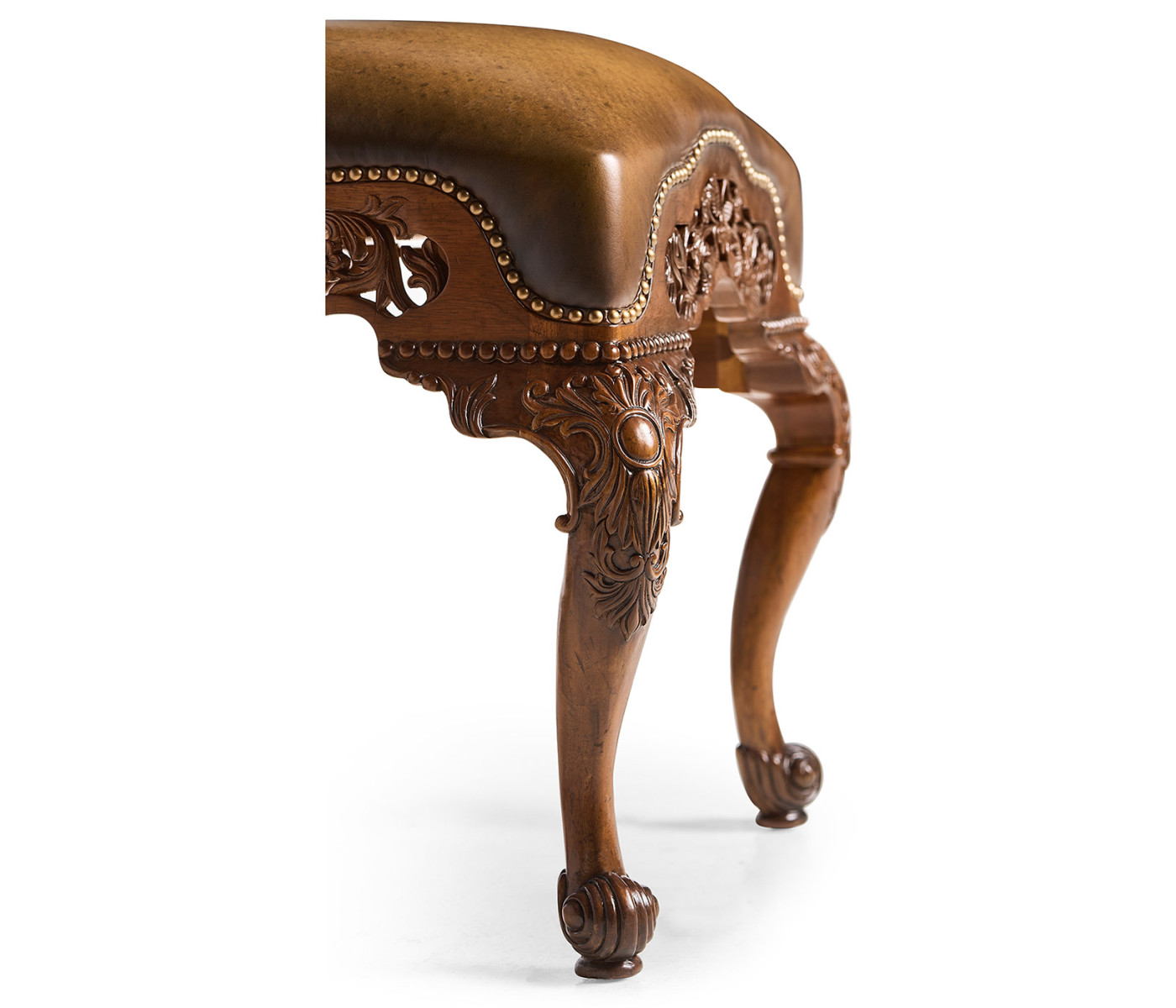 Carved & Pierced Walnut Footstool