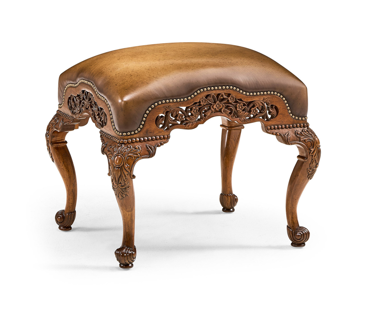 Carved & Pierced Walnut Footstool