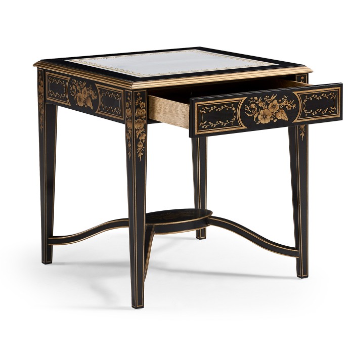 Black & Églomisé Square Side Table