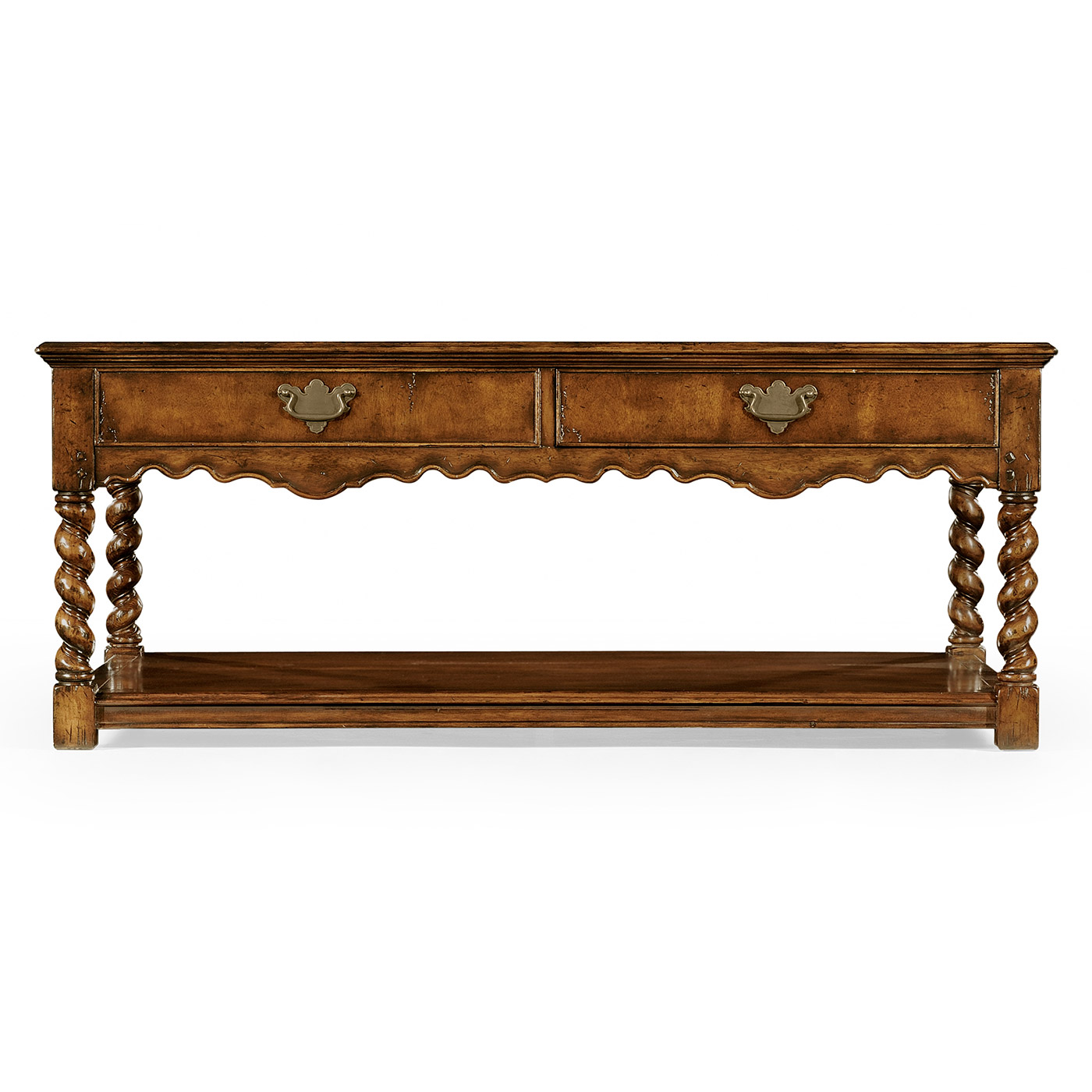 Panelled country walnut rectangular coffee table