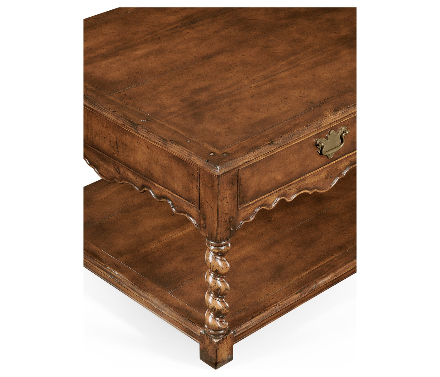Panelled country walnut rectangular coffee table
