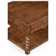 Panelled country walnut rectangular coffee table
