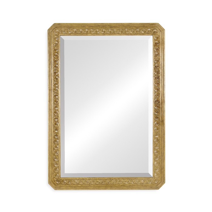 Natural Oak Rectangular Mirror with Carved Rosettes
