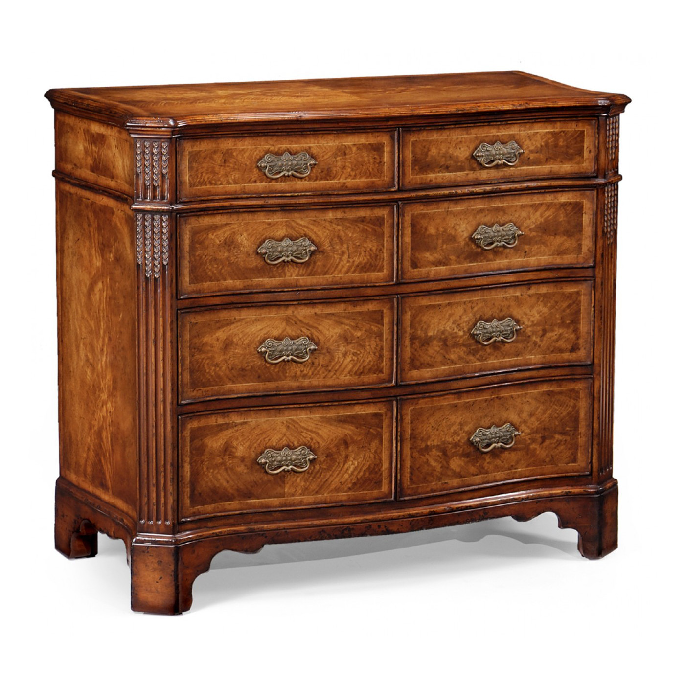 Crotch walnut chest of eight drawers