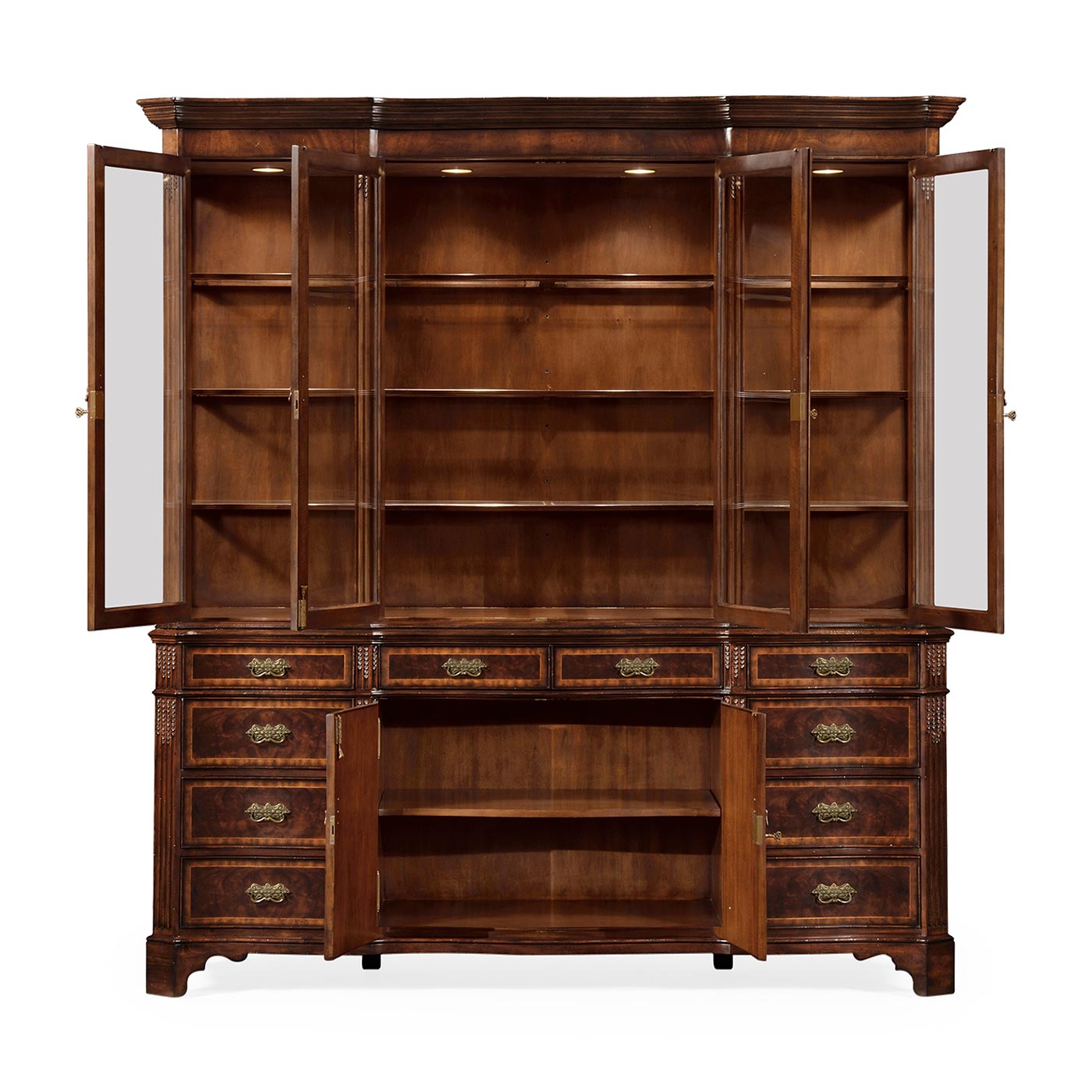 Serpentine Architrave Mahogany China Cabinet