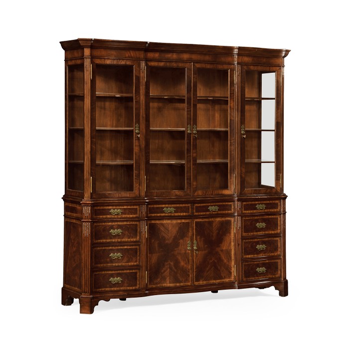 Serpentine Architrave Mahogany China Cabinet