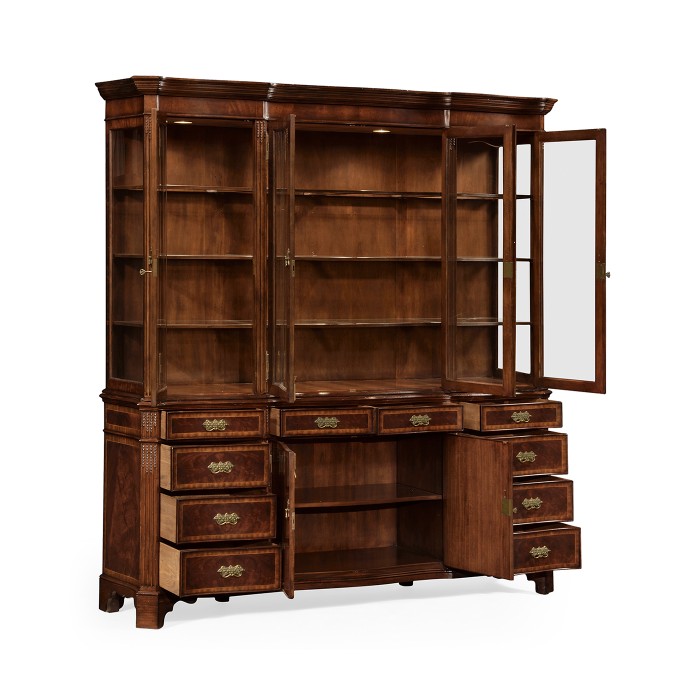 Serpentine Architrave Mahogany China Cabinet