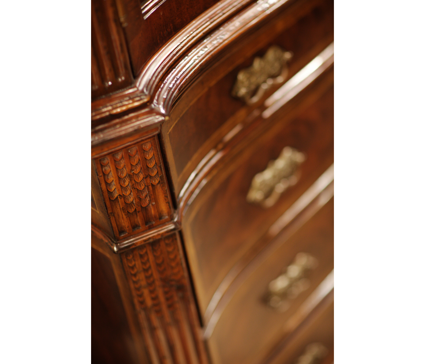 Serpentine Architrave Mahogany China Cabinet