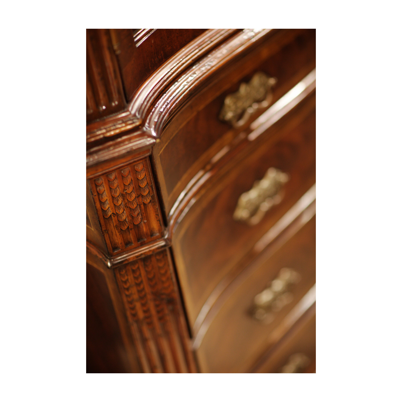 Serpentine Architrave Mahogany China Cabinet
