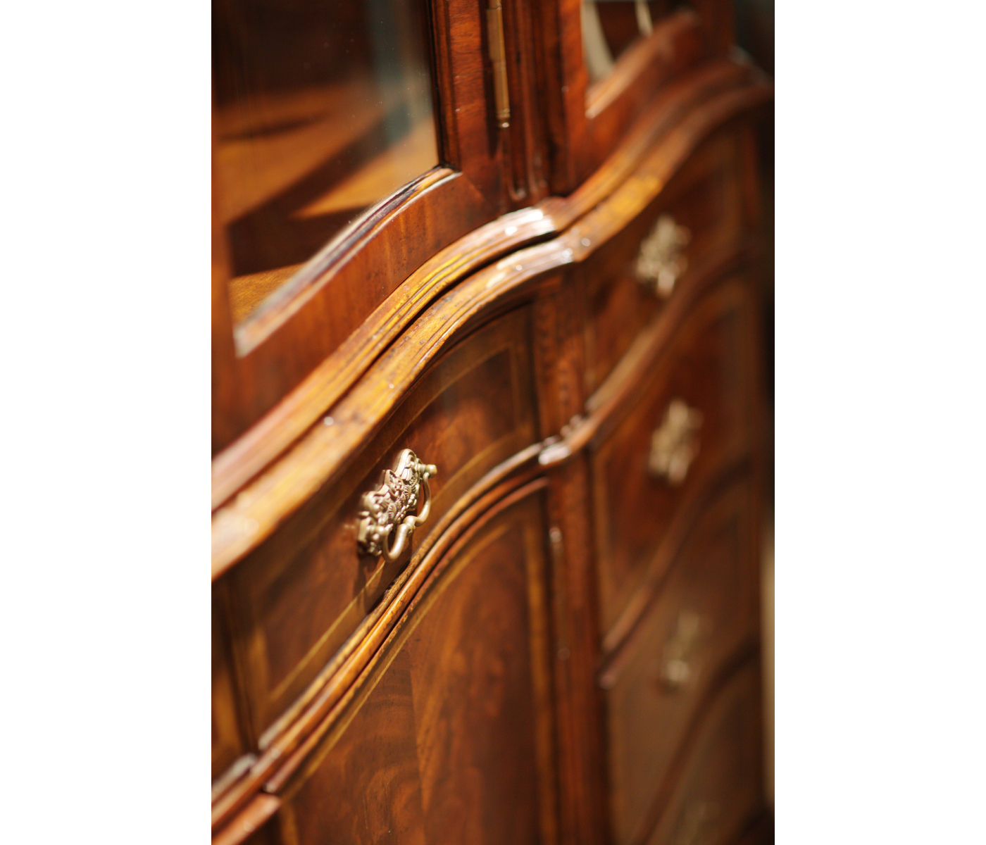 Serpentine Architrave Mahogany China Cabinet