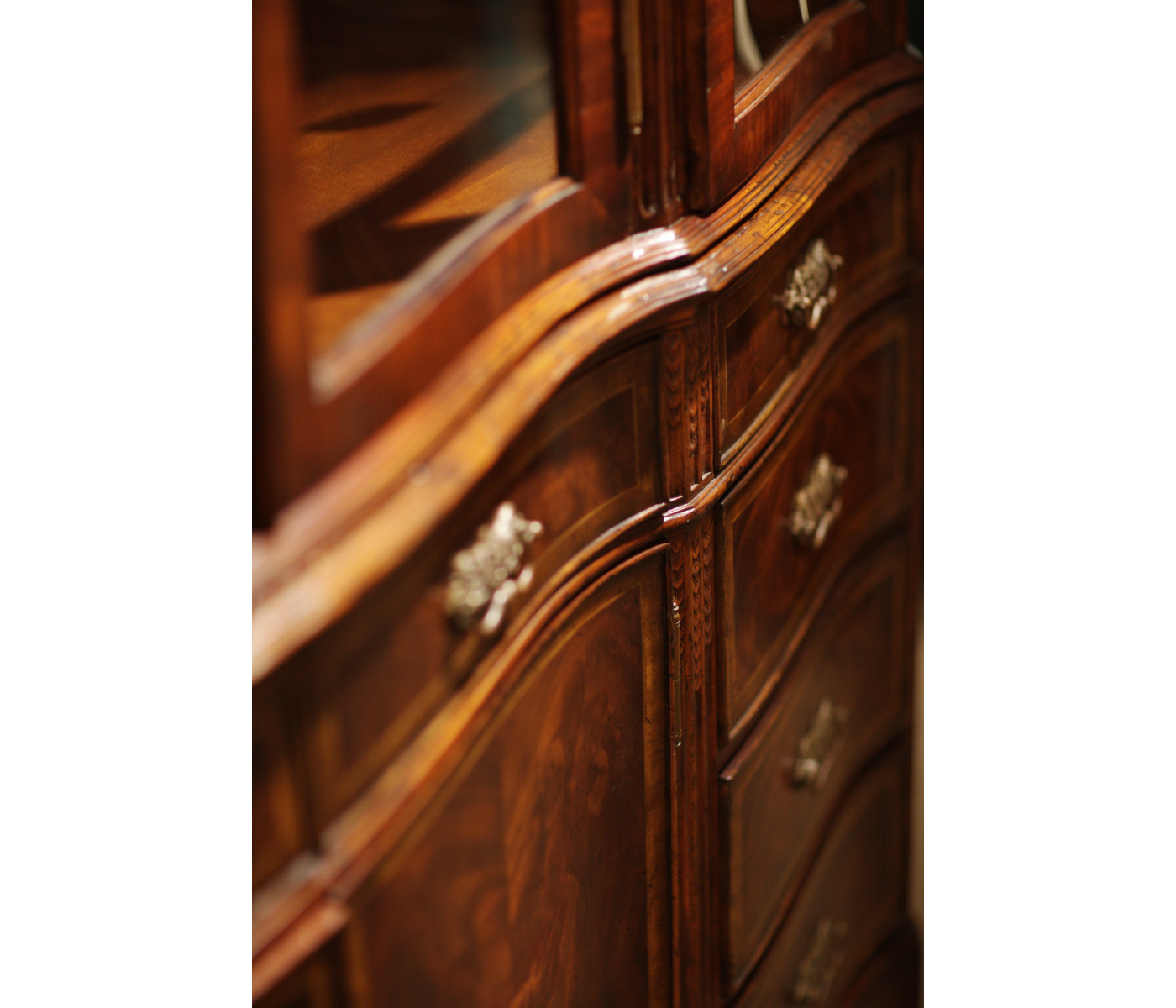 Serpentine Architrave Mahogany China Cabinet