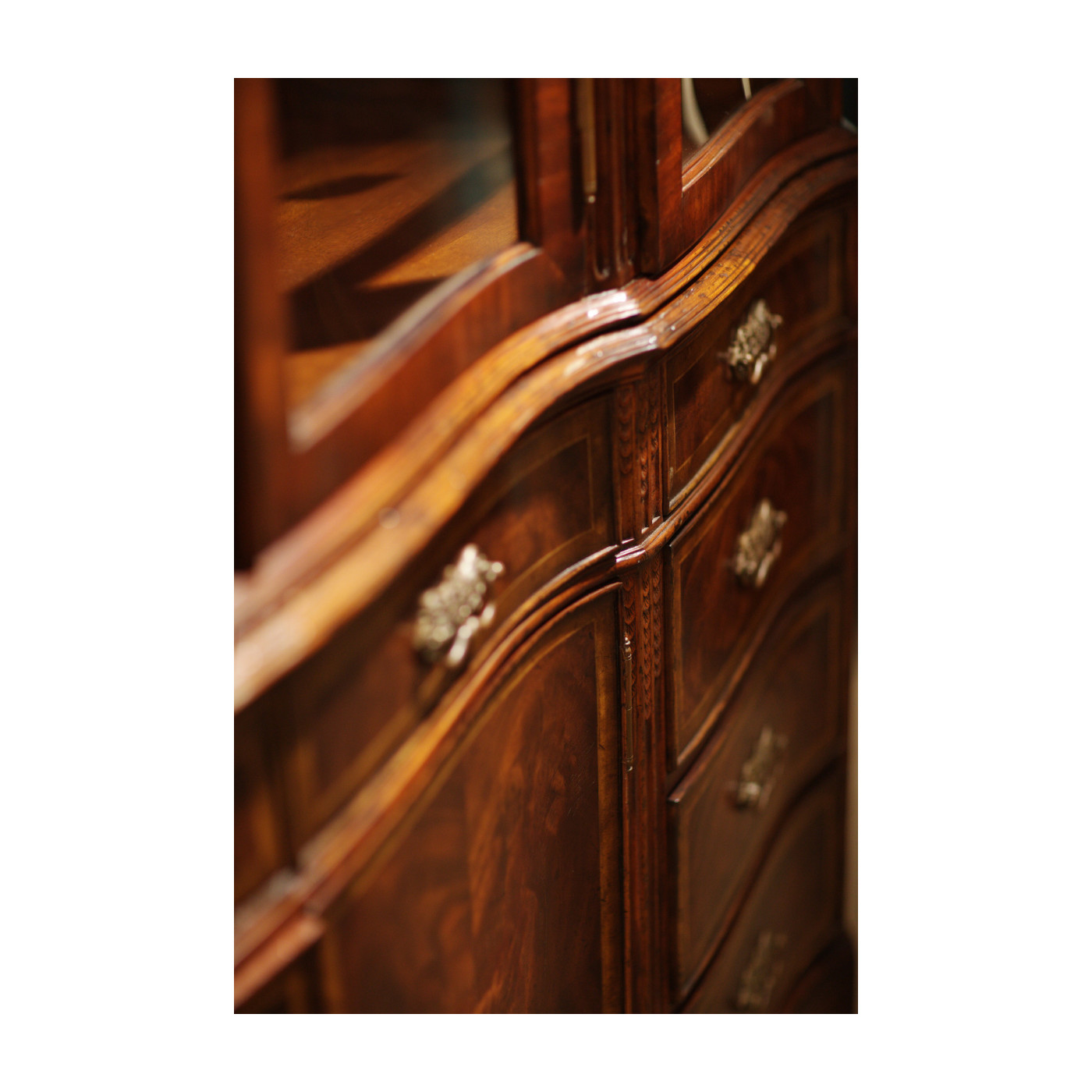 Serpentine Architrave Mahogany China Cabinet