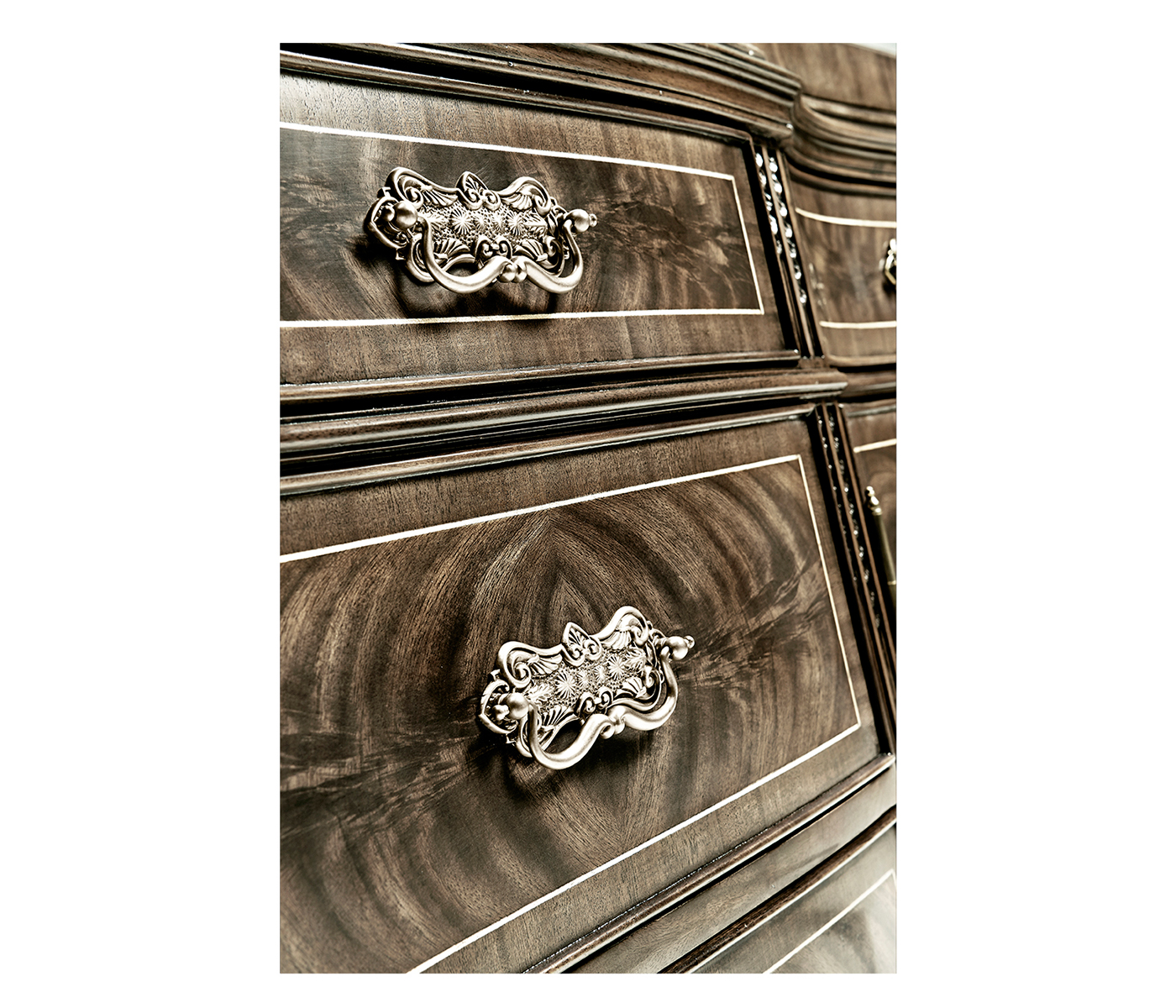 Serpentine Architrave Bleached Mahogany China Cabinet