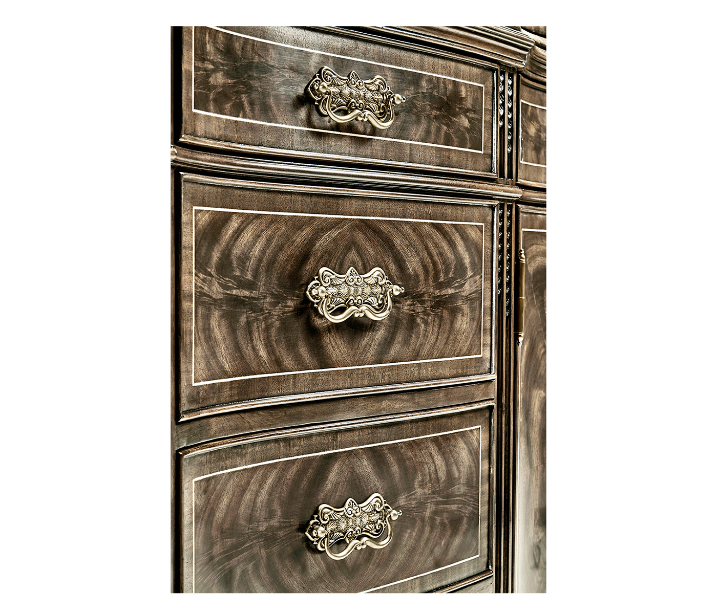 Serpentine Architrave Bleached Mahogany China Cabinet