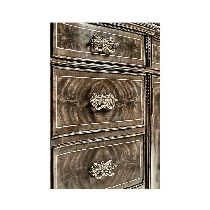 Serpentine Architrave Bleached Mahogany China Cabinet