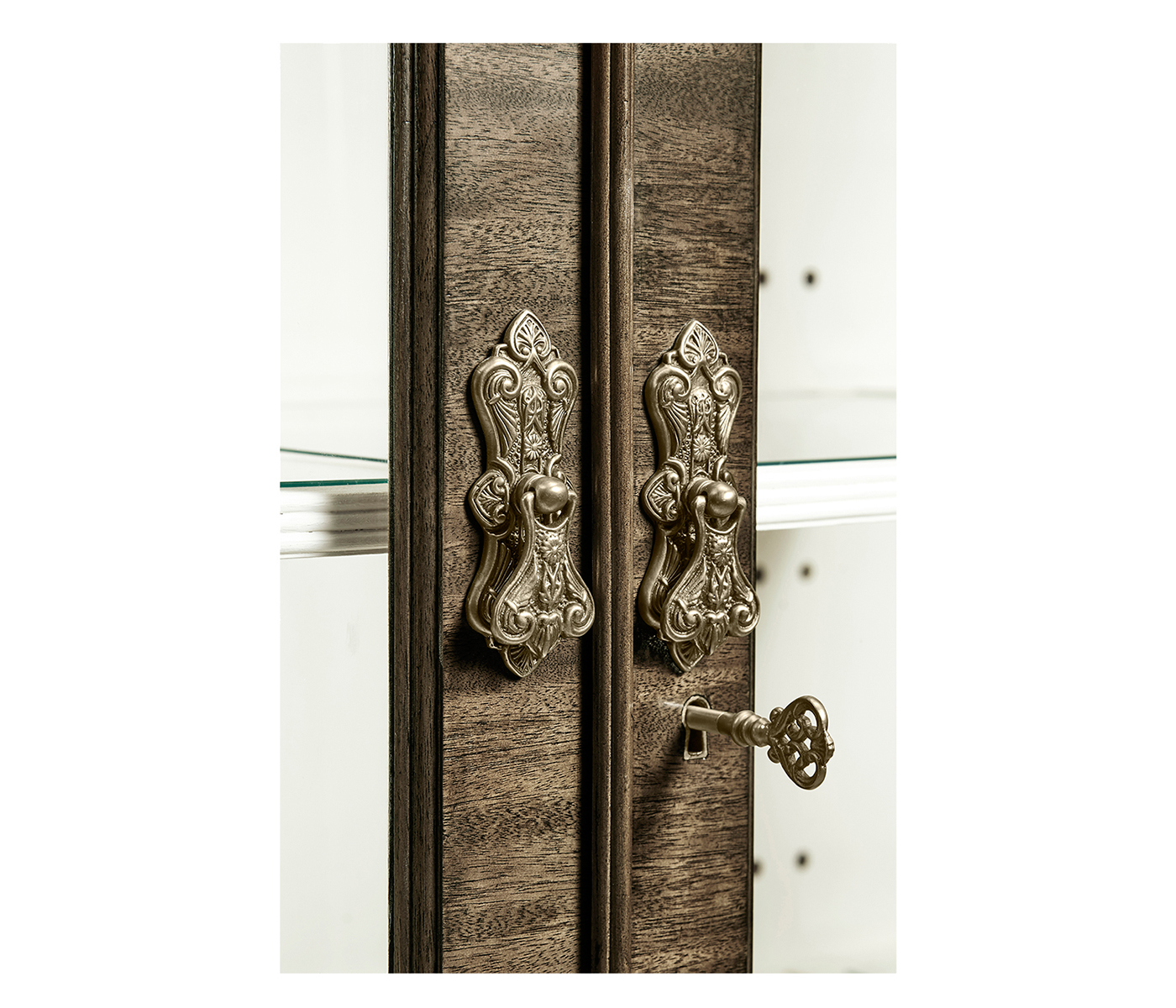 Serpentine Architrave Bleached Mahogany China Cabinet