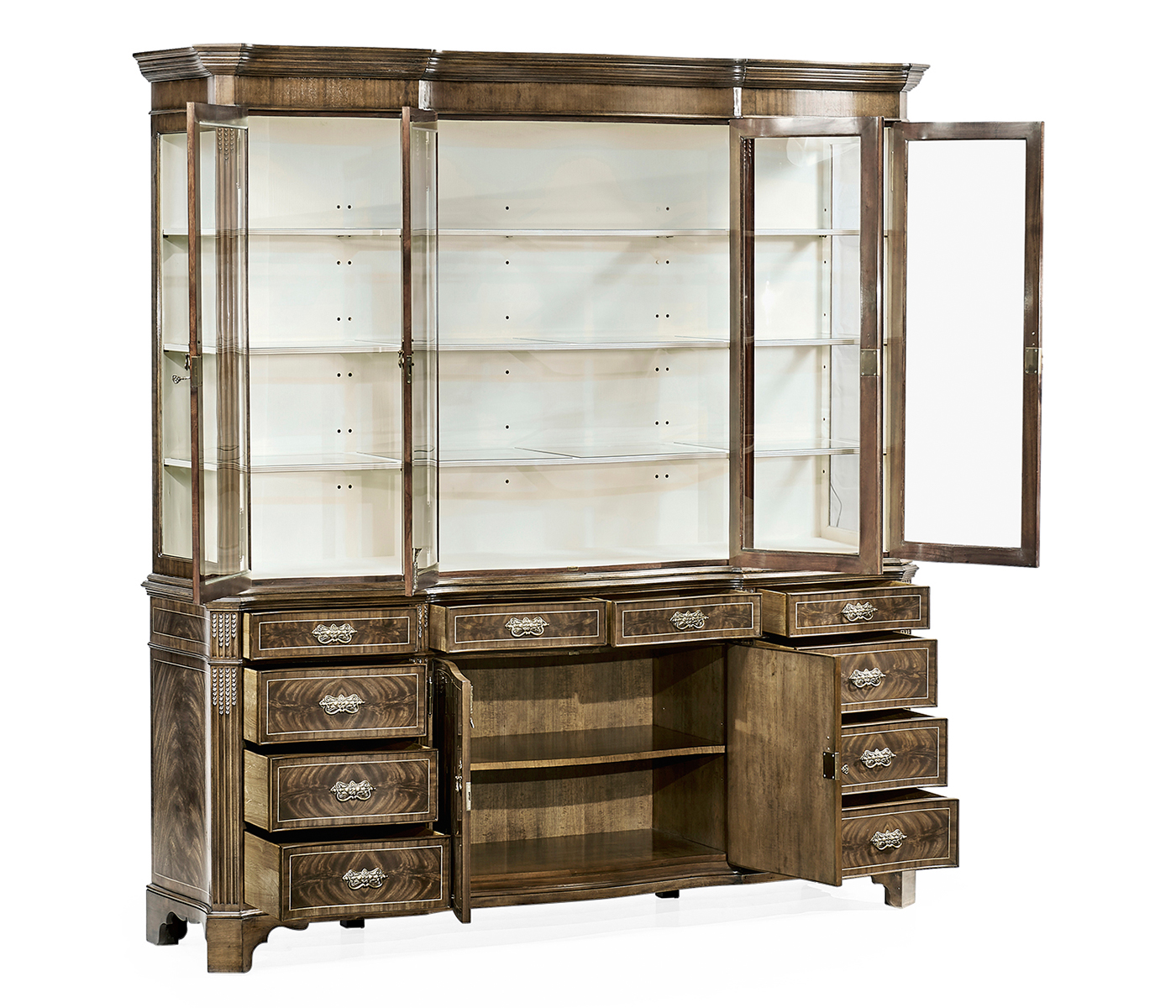 Serpentine Architrave Bleached Mahogany China Cabinet