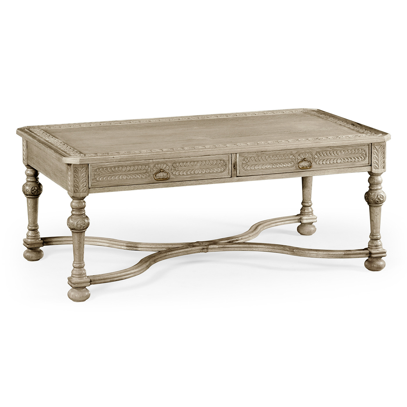 Chip Carved Grey Oak Rectangular Coffee Table
