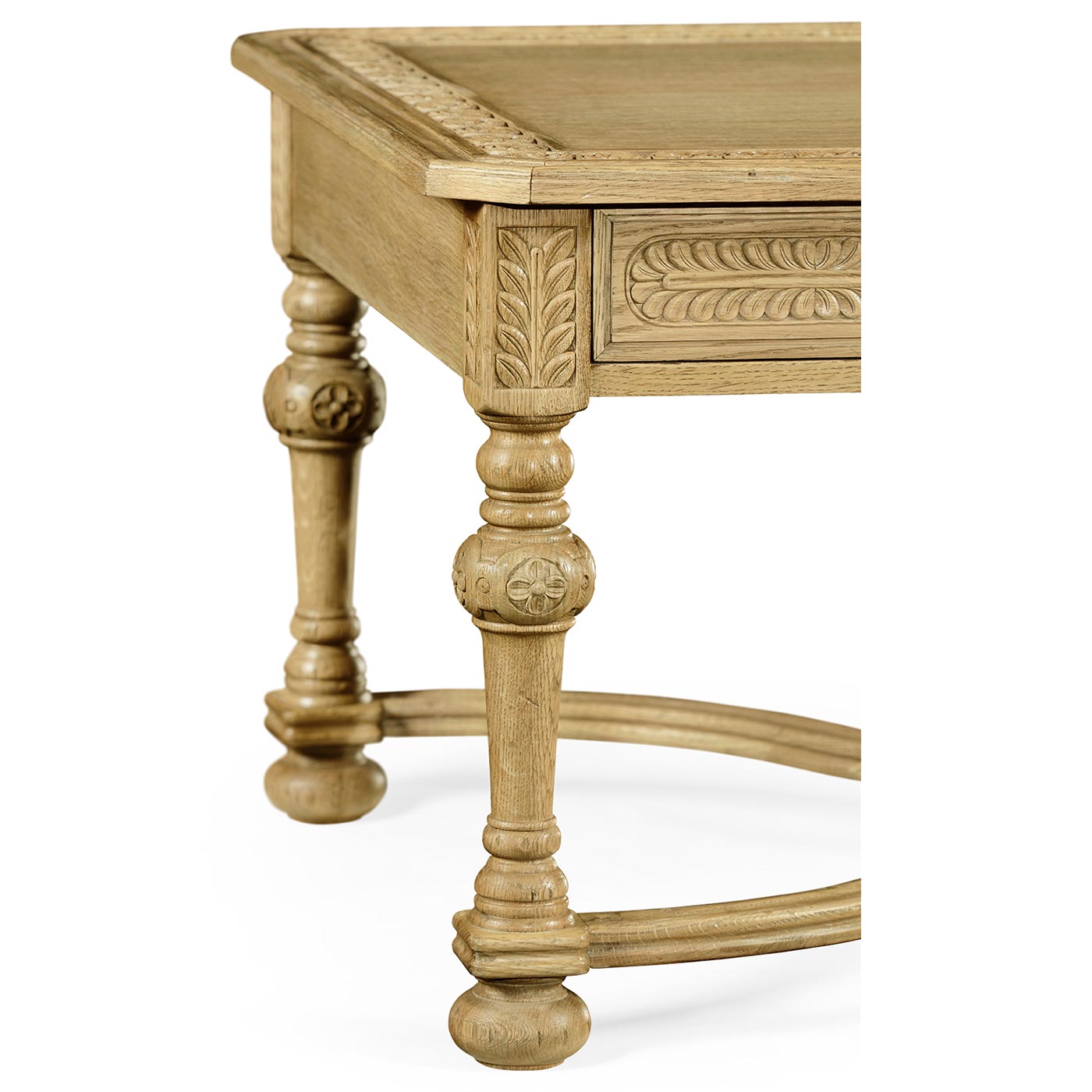 Natural Oak Chip Carved Rectangular Coffee Table