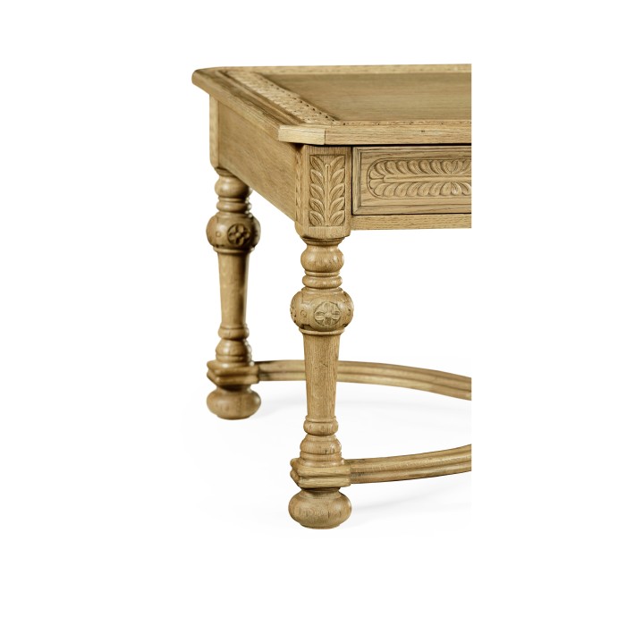 Natural Oak Chip Carved Rectangular Coffee Table