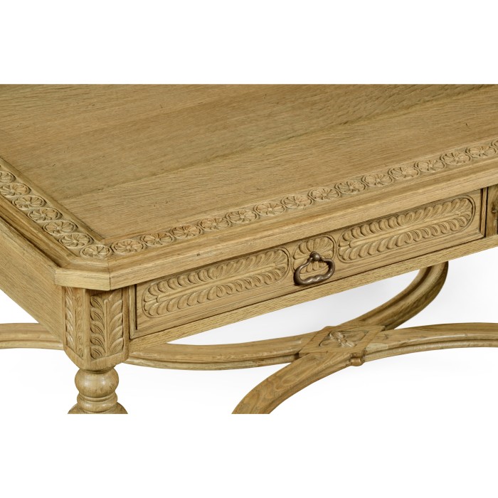 Natural Oak Chip Carved Rectangular Coffee Table