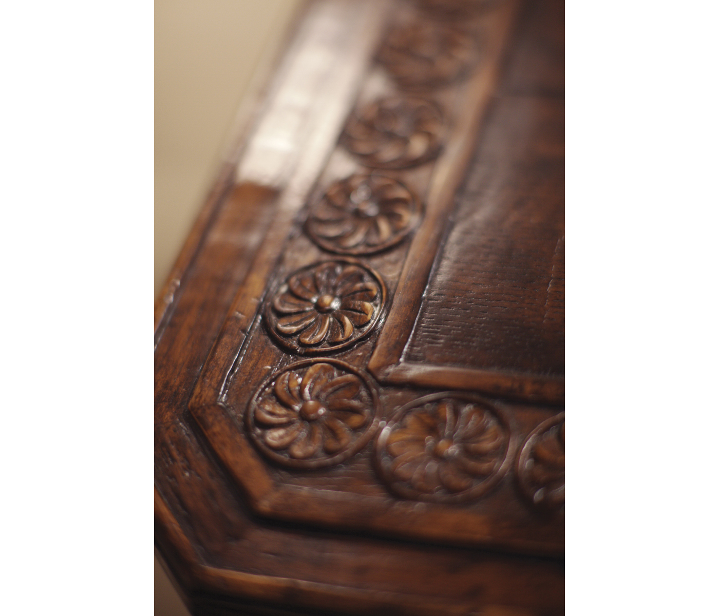 Chip Carved Dark Oak Rectangular Coffee Table